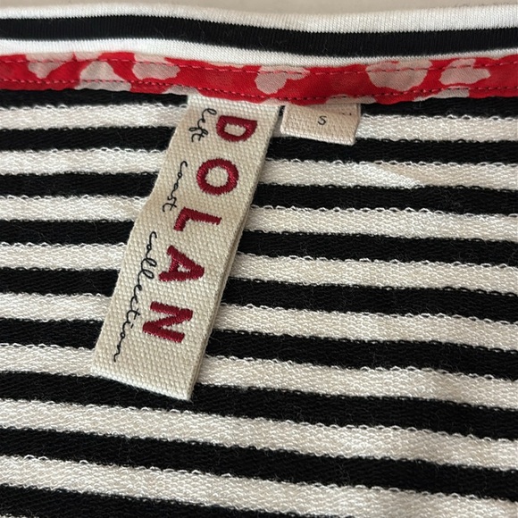 Anthropologie Dolan Stripe faux wrap dress, blue/white, raw edge hem, size S - Picture 7 of 10